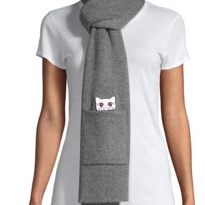 Karl Lagerfeld Paris Peek-A-Boo Cat Patch Scarf